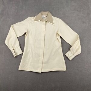 Lady Arrow Shirt Sz M Beige Casual‎ Layered Collared Button Front Everyday Wear